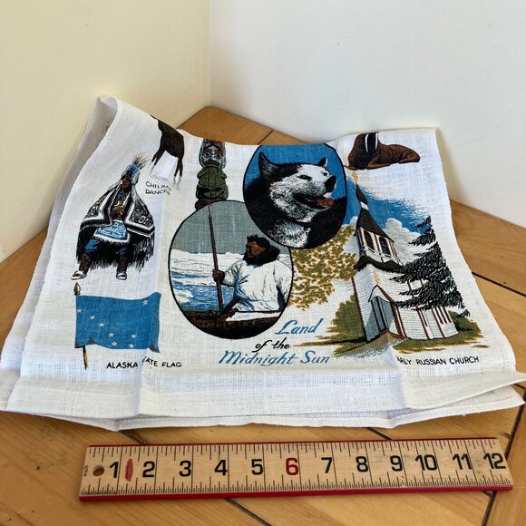 Alaska Midnight Sun Kitchen Towel Pot Holder Inuit Husky Dog NEW Vintage Kay-Dee - Picture 9 of 9